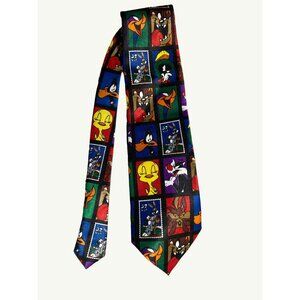 Looney Tunes Postage Stamp Collection Men's Necktie Tweety Bird Roadrunner